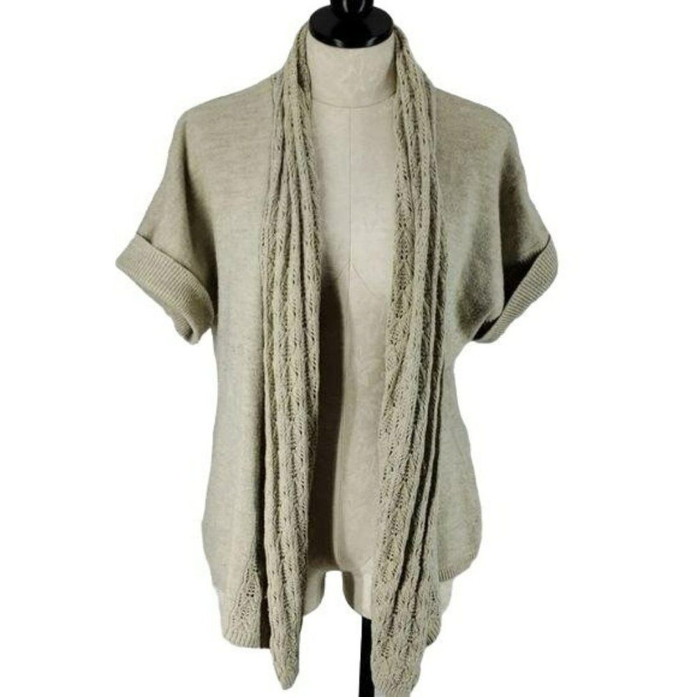 Maurices Women's Brown Tan Drape Short Sleeve Duster Cardigan Size 1 XL